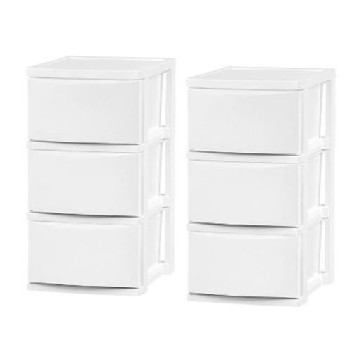 IRIS 3 Drawer Plastic Storage Chests White