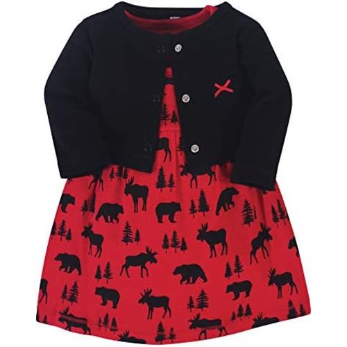 Hudson Baby Baby Girls' Cotton Dress and Cardigan Set