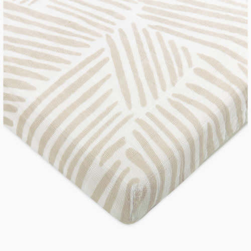 babyletto All-Stages Midi Crib Sheet - Oat Stripe