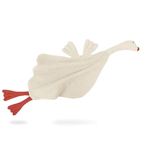 Lulu moon Muslin Loveys for Babies - Baby Security Blanket for Unisex - Goose Lovie - 25"x 11" Cream