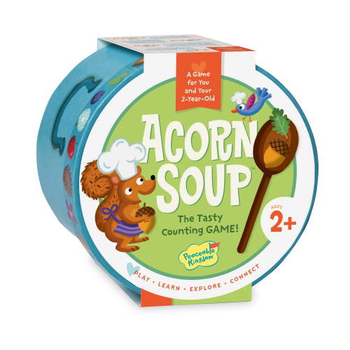 Peaceable Kingdom Easy Kids Acorn Soup Counting Game with Recipe Cards, Ingredient Tiles & Wooden Spoon - Age 2+