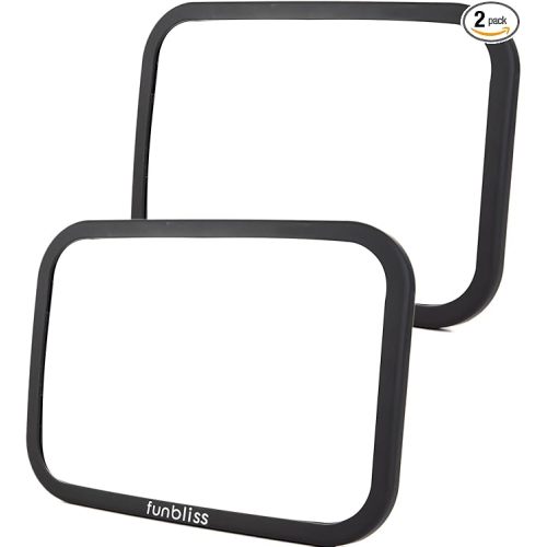 Funbliss Rear Facing Car Seat Mirrors - Shake-proof & Shatterproof Baby Car Mirror for Backseat - Clear Wide View, Easy Install, 2 Pack for Multiple Kids