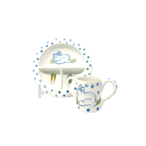 Baby Bunny Plate and Cup Set - Blue