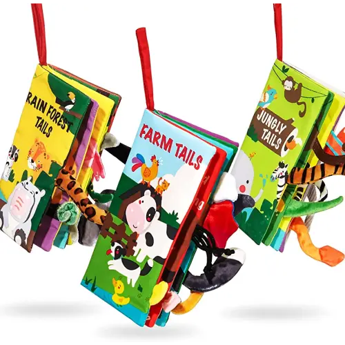beiens Baby Books Toys, Baby Books 0-6 Months, 3PCS Touch and Feel Cloth Crinkle Soft Books, Toys for 0-3-6-12-18 Months Infant Newborn Baby Boy Girl Shower Gifts Set