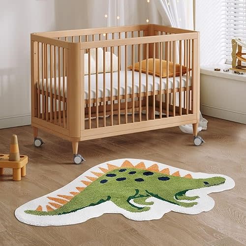 5x3ft Dinosaur Kids Rug for Bedroom,Fluffy Soft Nursery Rug,Non-Slip Playroom Rug,Tufted Kids Room Carpet,Washable Classroom Rugs for Children Toddlers