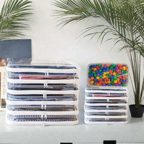 Clear Storage Box Set, 6 Counts/set Large Capacity Zipper Organizer - TikTok Shop
