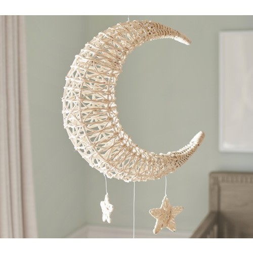 Rattan Moon And Stars Mobile | Pottery Barn Kids