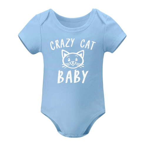 Cute Kitten Crazy Cat Baby Bodysuit - Funny Infant Creeper for Cat Lovers Sky Blue-style 6months
