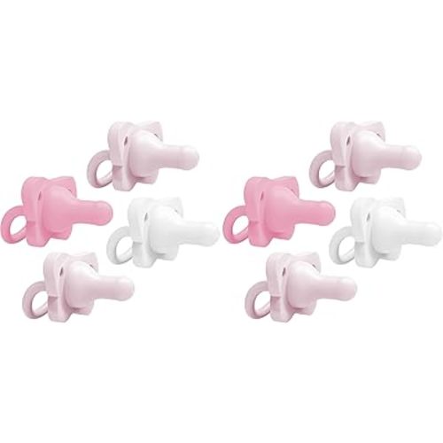 Dr. Brown's HappyPaci 100% Silicone Baby Pacifier, Contoured One-Piece Design, Light Pink/Pink/White, 0-6m, BPA-Free, 3-Pack