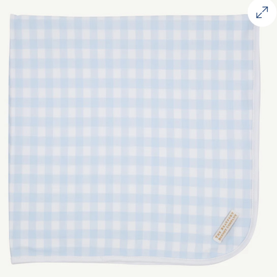 Baby Buggy Blanket - Buckhead Blue Gingham with Worth Avenue White