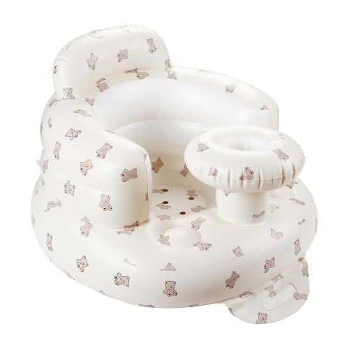 Inflatable Baby Seat with Tray, Fully Supportive Infant Floor Seat, Baby Chairs for Entertaining, Built in Air Pump Blow Up, Learning Sit-Up Seat for Infants 3 Months & Up (Bear)