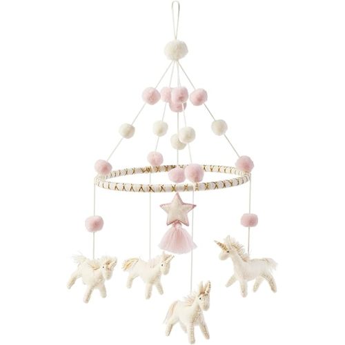 Mud Pie Nursery Baby Crib Mobile, Unicorn, Pink, One Size
