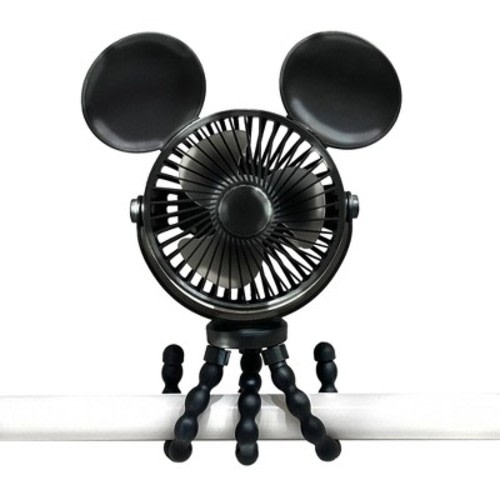 Disney Baby by J.L. Childress Mickey Mouse Stroller Fan - Black: Adjustable Handle, Compatible With Most Strollers