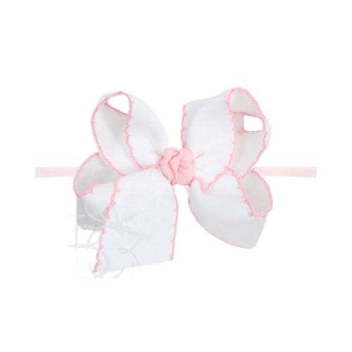 1/4" Headband Nylon Pantyhose w/ Crochet Edge Hair Bow - Beyond Creations