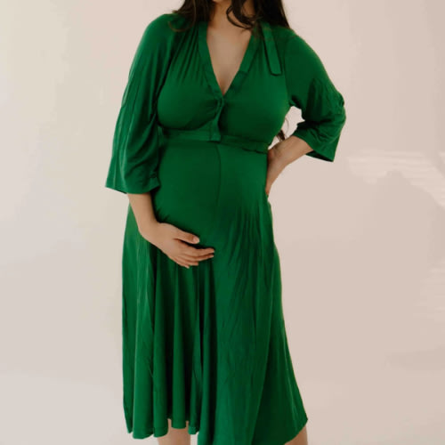 Lila Labor & Postpartum Gown in Emerald