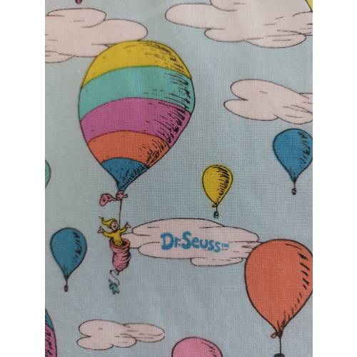 Dr. Seuss Cotton Crib Bedding / UP UP and Away Balloon Fitted Sheet / Seuss Bedding / Child&#39;s Nursery Sheet / Hot Air Balloon Nursery