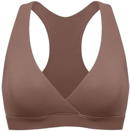 MOMANDA Racerback Nursing Sleep Bras for Breastfeeding Crossover Wireless Maternity Bralette Comfy - Brown Purple