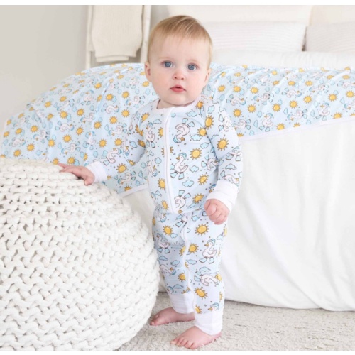 Silly Goose Convertible Zip Romper | Blue 6-12 months
