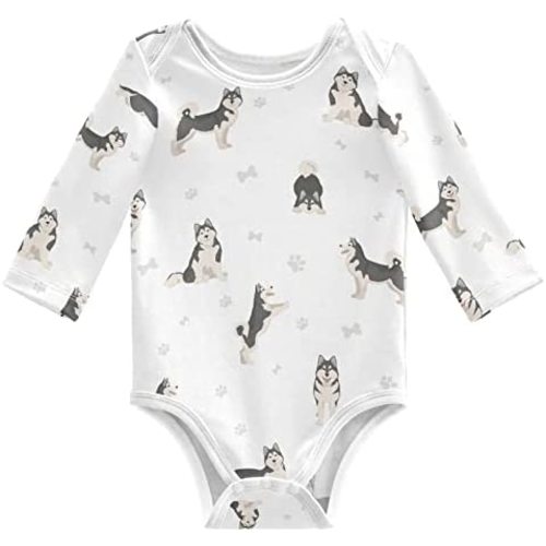 vvfelixl Baby Bodysuits Black Pug White Long Sleeve Cotton Baby Clothes For Boys Girls 0-24 Months