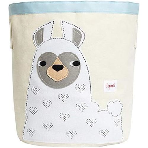 3 Sprouts Large Cotton Canvas Toy Storage Basket - Durable Baby Laundry Organizer with Handles, Kids Foldable Toy Basket for Playroom & Nursery Decor, Llama