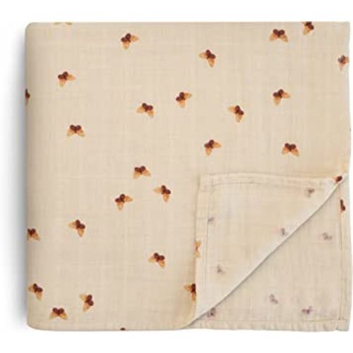 mushie Muslin Baby Swaddle Blanket | 100% Organic Cotton (Butterflies)