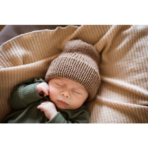 Merino Knit Baby Hat, Earth Toned Baby Neutral Color Knit Baby Beanie, Natural Fiber Brown Baby Beanie, Gender Neutral Baby Shower Gift,