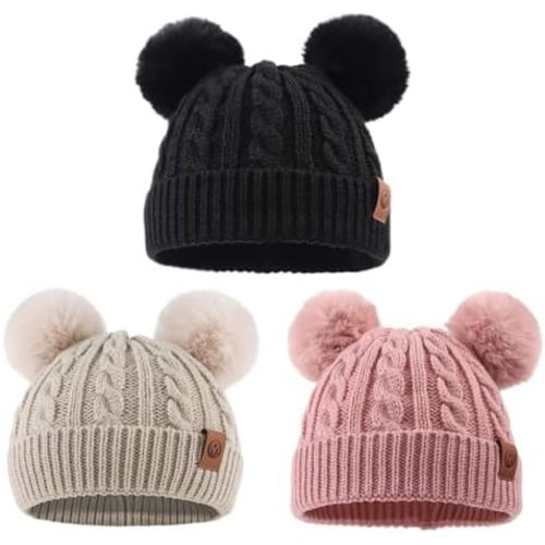 PESAAT Warm Toddler Girl Beanie Knit Winter Hats for Kids Twist Baby Boys Girls Hat 1-4 Years
