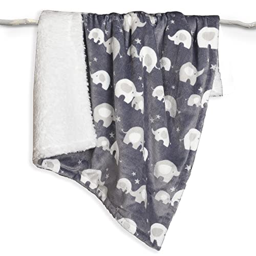 Life Comfort Ultimate Sherpa Baby Blanket, Elephant Premium Soft Plush and Warm Fluffy Fleece for Newborn, Infant, Toddler Perfect for Stroller, Crib, Travel, Nursery (30 x 40 inches)