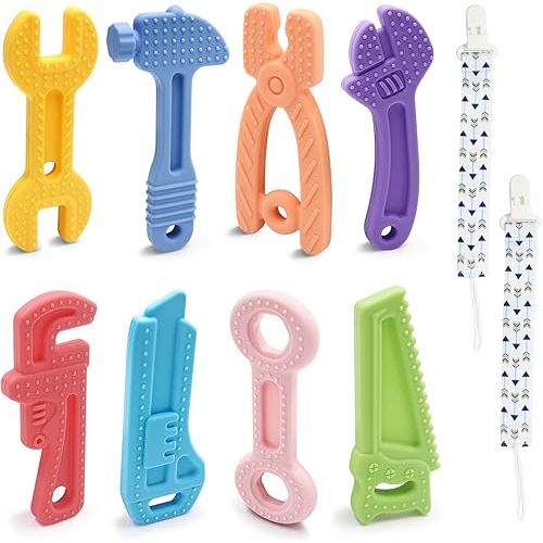 Baby Teething Toys, Silicone Teethers for Babies 0-6 Months 6-12 Months Newborn Babies Chew Toys BPA Free Cute Saw Set - 10 Pack