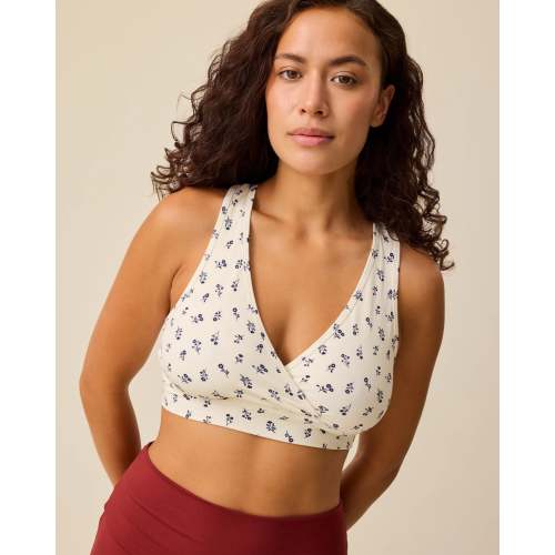 French Terry Racerback Nursing & Sleep Bra | Ivory Wildflower - Kindred Bravely
