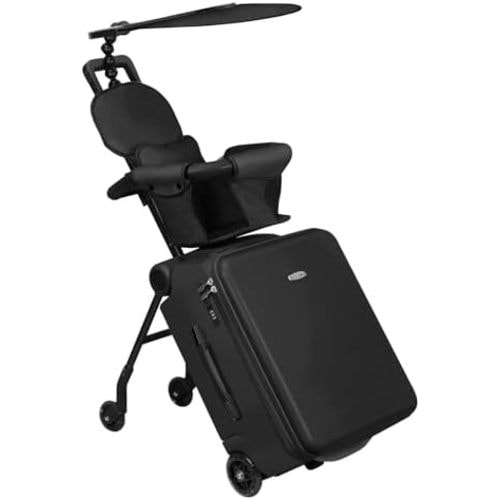 LemoHome Expandable Luggage with Spinner Wheels,Large Suitcases with Child Seat Design,Hard Luggage for Women and Men,20 inch Hardside Carry on Luggage for Travel (Black visor)