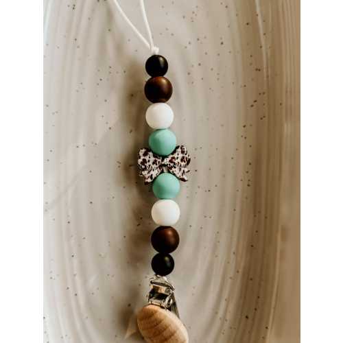 Cow Print Bow Pacifier Clip, Western Pacifier clip