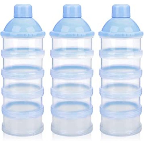 Accmor Formula Dispenser On The Go, 5 Compartments Stackable Formula Container for Travel, Baby Milk Powder Kids Snack Container, BPA Free