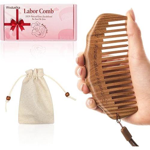 Birthing Comb for Labor Pain - Green Sandalwood Labor Comb for Natural Birth Pain Relief, Delivery Essential for Expectant Mom, Pregnancy Hospital Bag Essentials for Women, Pregnant Mom Gift