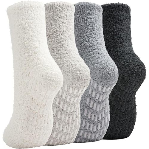 Slipper Socks for Women Men Grip Hospital Socks with Grips Fuzzy Non Slip Warm Womens Gifts