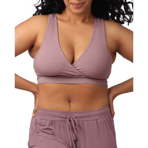 Kindred Bravely French Terry Nursing Bra for Breastfeeding and Sleep, Racerback Crossover, Soft and Stretchy Maternity Bra (Twilight, Large)