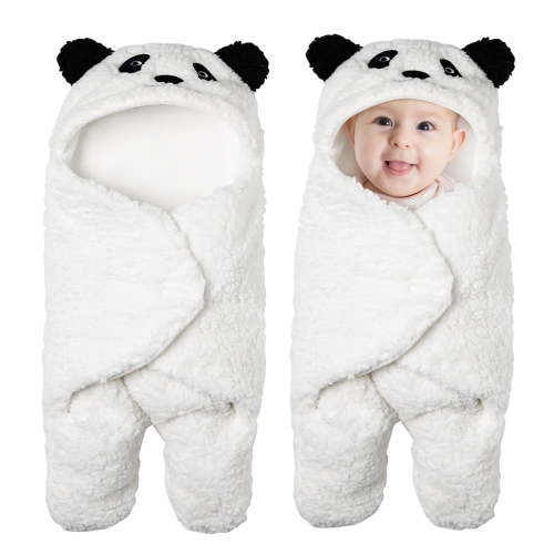Gllquen Baby Plush Infant Wearable Swaddle Wrap, 0-6 Months Receiving Pack, Cute Panda Design