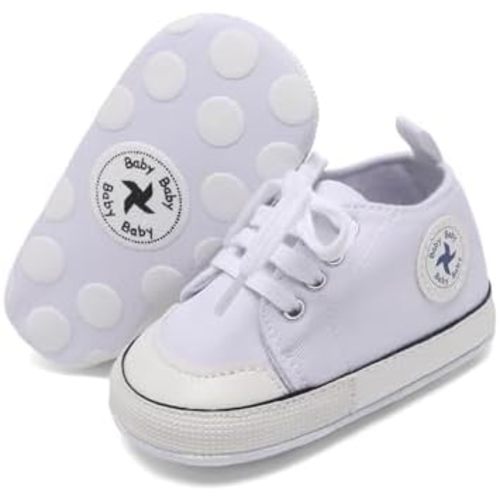 Baby Girls Boys Shoes Soft Anti-Slip Sole Newborn First Walkers High Top Canvas Denim Unisex Infant Sneaker