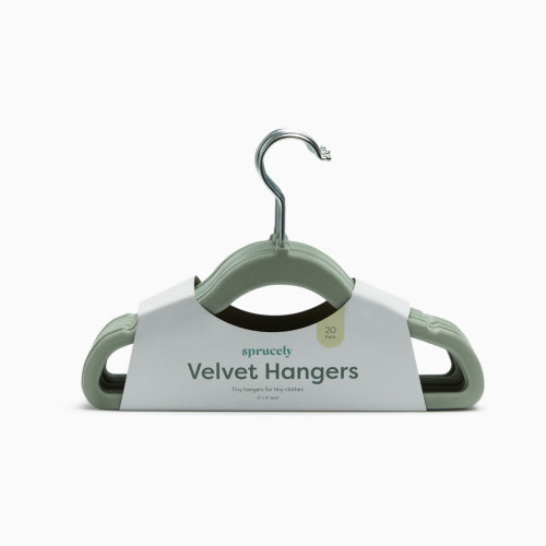 Sprucely Non-Slip Velvet Hangers - Sage, 20