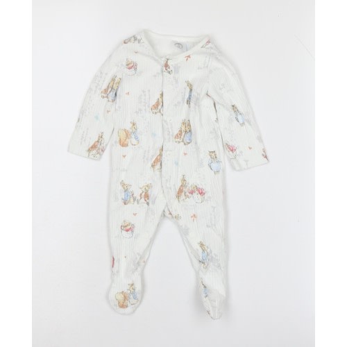 Beatrix Potter Unisex White Newborn Babygrow Peter Rabbit