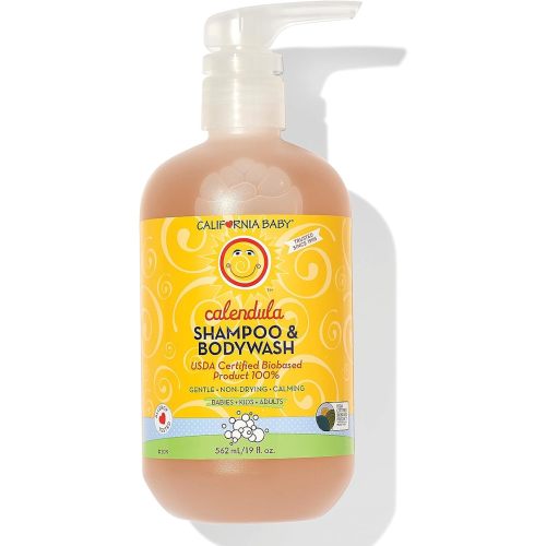 California Baby Calendula Shampoo and Body Wash | 100% Plant-Based (USDA Certified) | Allergy Friendly | Soothing Baby Soap and Toddler Shampoo for Dry, Sensitive Skin | 562 mL / 19 fl. oz. - 19 Fl Oz (Pack of 1)