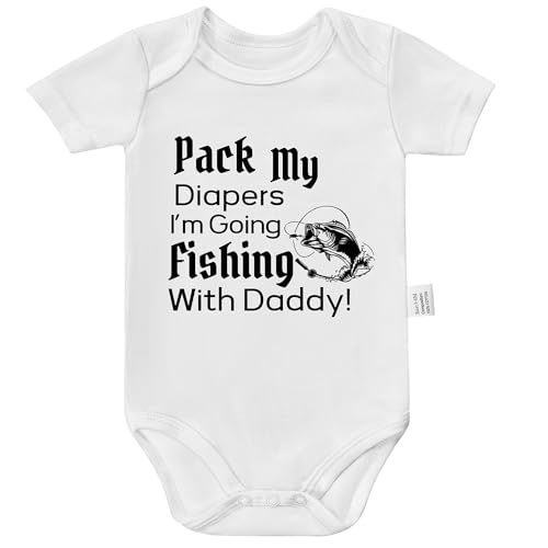 Qixiaccvk Pack My Diapers Going Fishing With Daddy Bodysuit, Baby Clothes Unisex, Boys Girls Short Sleeve Jumpsuit Outfits