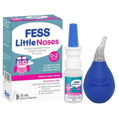 Fess Little Noses Saline Nose + Aspirator Blocked Sinus Decongestant Spray 15 ml : Amazon.com.au: Baby