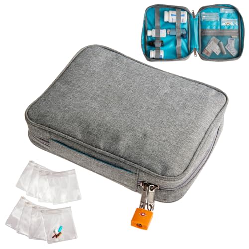 Smooth Trip Medicine Storage Bag and Medication Bottle Organizer - Slash-Resistant Medical Travel Bag with Food Grade Reusable Pill Pouches - Slim Design Fits in Carry-ons, Totes and Backpacks