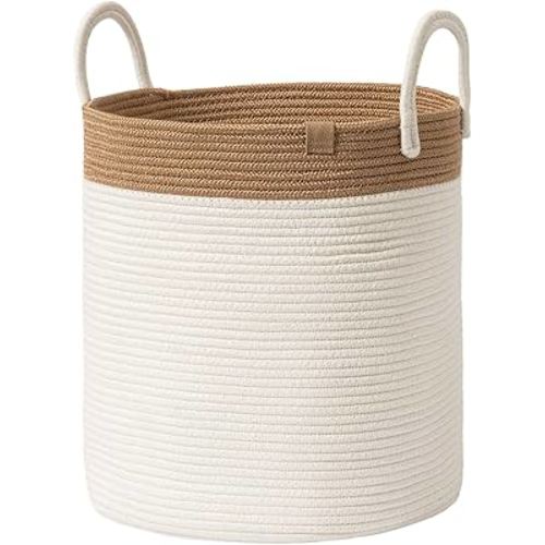 LA JOLIE MUSE Woven Basket Rope Storage Baskets - Nursery Laundry Basket off-white M