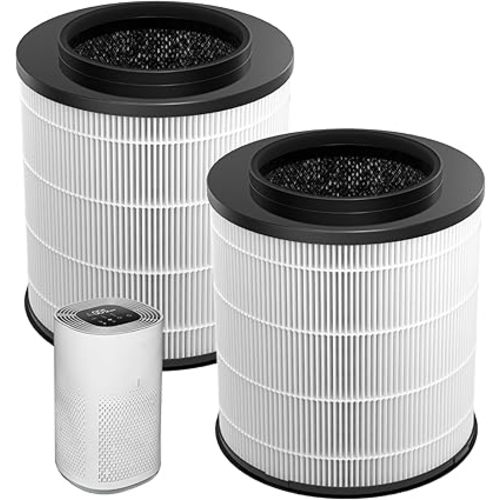2-Pack 12030 True HEPA Replacement Filter, 1,000 Sq. Ft. Capacity, Compatible with Clorox Medium Room Air Purifier 11030 & 11031, 3-in-1 H13 True HEPA Filter for Dust, Pet Dander, Pollen, #12030