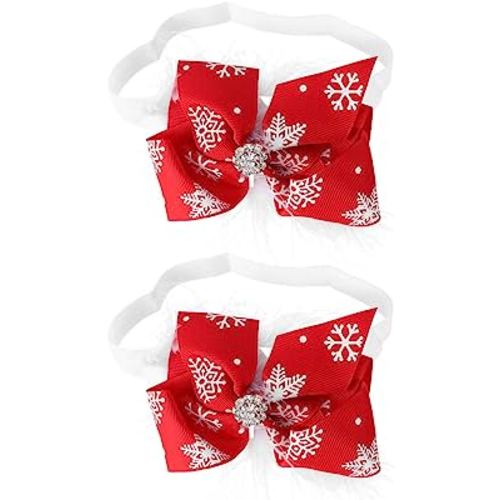 Amazon.com: Lurrose Baby Girls Bowknot Headbands, 2Pcs Christmas Hair Bow Bands Elastic Headwraps with Snowflake Decoration Accessories for Newborns Infant Toddler : Baby