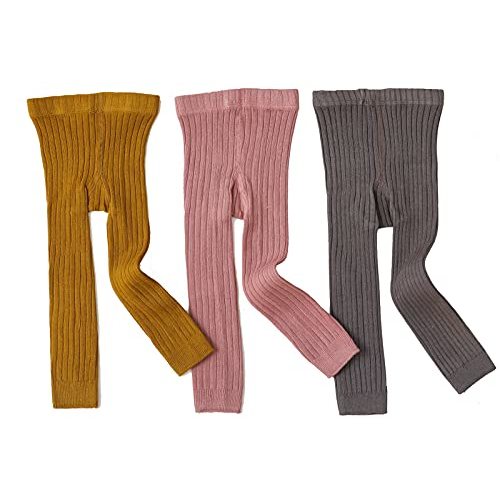 3 Pack Girls Toddler Baby Basic Ribbed Sweater and Leggings Footless Tights Kids Little Girls Dress Bottom Top Pants