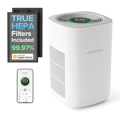 𝗧𝗿𝘂𝗲 𝗛𝗘𝗣𝗔 Air Purifier for Home Bedroom Large Room 1,050 Sq Ft Air Filters Up to 99.97% PM2.5 Display Smart Air Cleaner Works with HomeKit, for Baby Pet Desktop Office Dorm White AP2