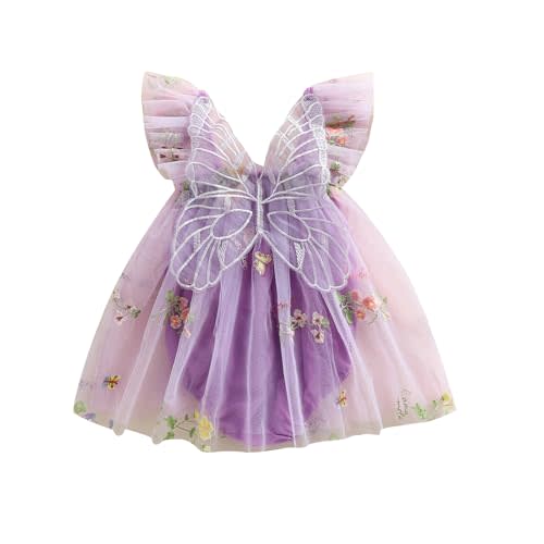 Newborn Infant Baby Girls Clothes Flower Butterfly Embroidery Sleeveless Romper Tulle Mesh Dress Toddler Bodysuit
